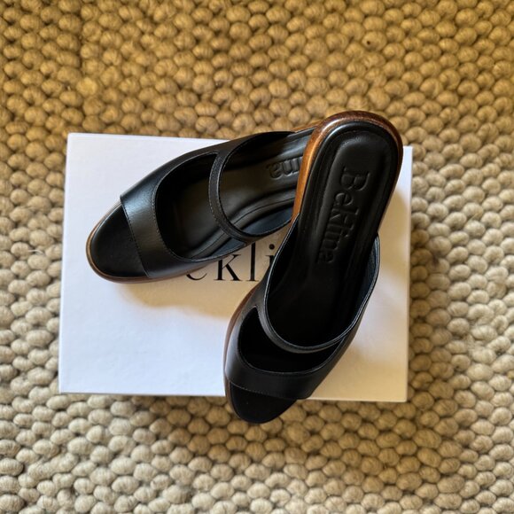 Beklina Low Sedia Clog Black Leather Size 8 - Picture 4 of 6